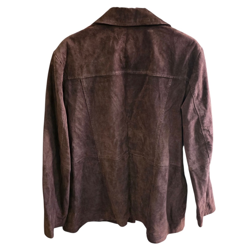d&co denim & company brown suede pockets button front blazer jacket women XL - Picture 2 of 10